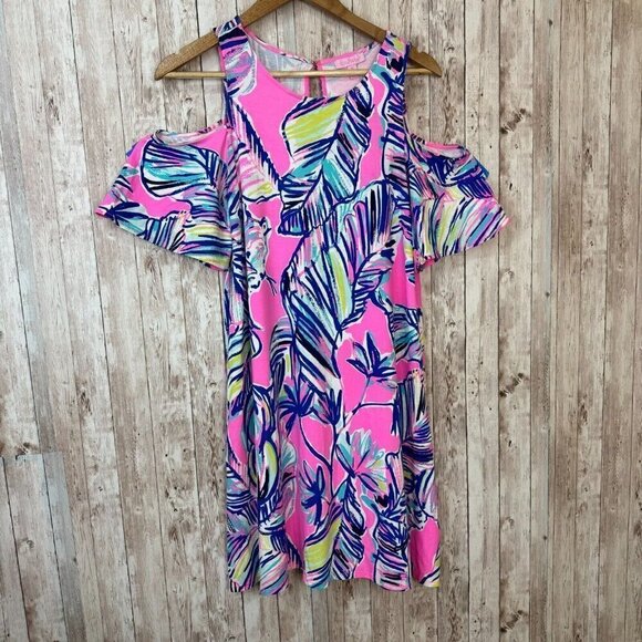 Lilly Pulitzer Cabana Crazed Floral Somerset Cold Shoulder Mini Dress Size XS - Picture 1 of 11